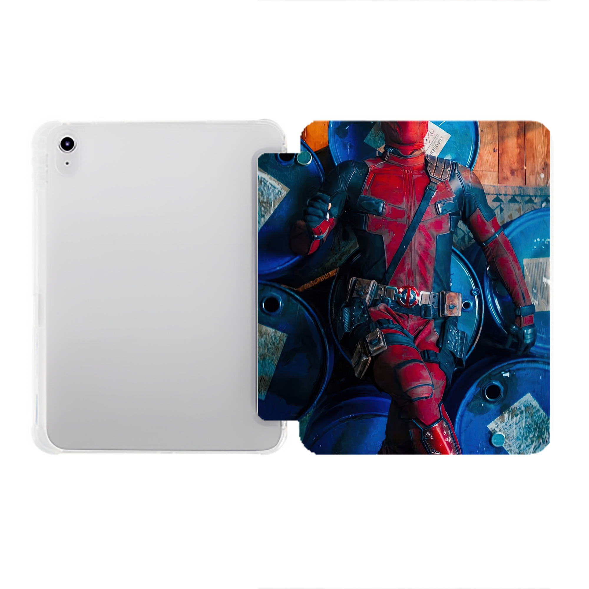 （画像用） Deadpool デッドプール IPad ケース ペン収納付き 三つ折りスタンド PUレザー×シリコン 対応機種9.5/10.5/10.9インチ